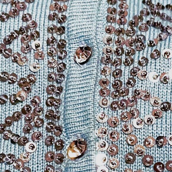 NWOT Size Large Central Park West Cashmere & Silk Women's Sequined Sweater - Picture 6 of 6